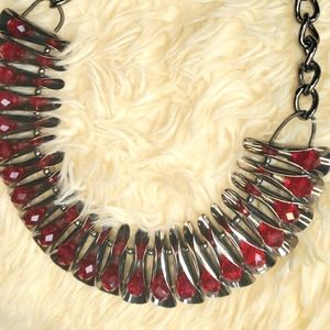 ❤ 3/$15 Silver and Ruby necklace